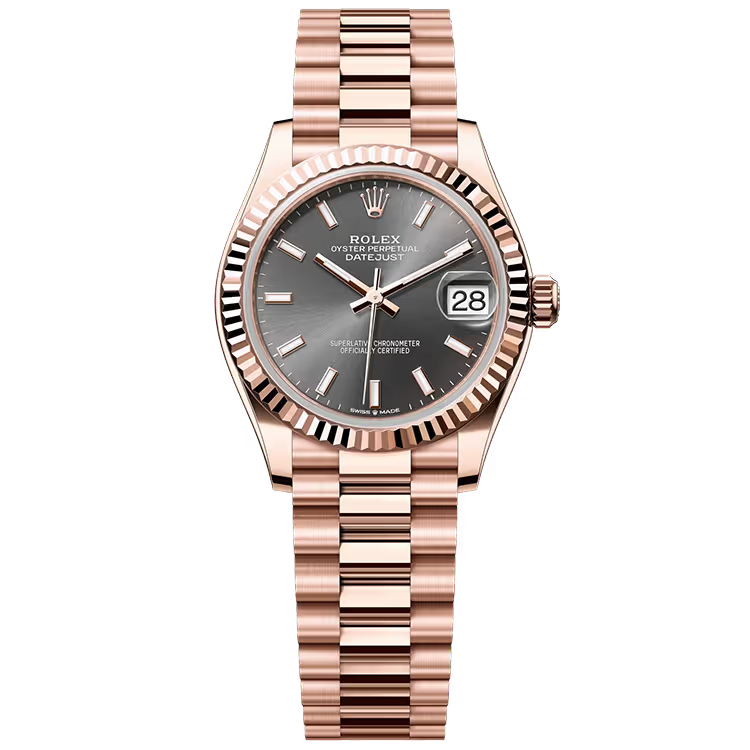 Rolex Datejust 31 Rhodium Dial Rose Gold Fluted Bezel Presidential Bracelet 31mm - Image 1
