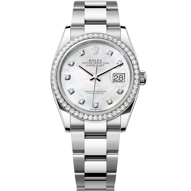 Rolex Datejust 36 Mother of Pearl Diamond Dial Stainless Steel Diamond Bezel Oyster Bracelet 36mm - Image 1