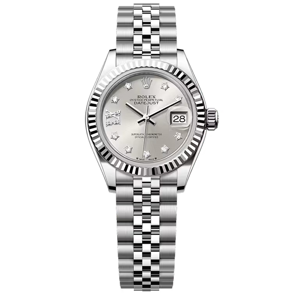 Rolex Datejust 28 Silver Single Roman Diamond Dial Stainless Steel Fluted Bezel Jubilee Bracelet 28mm