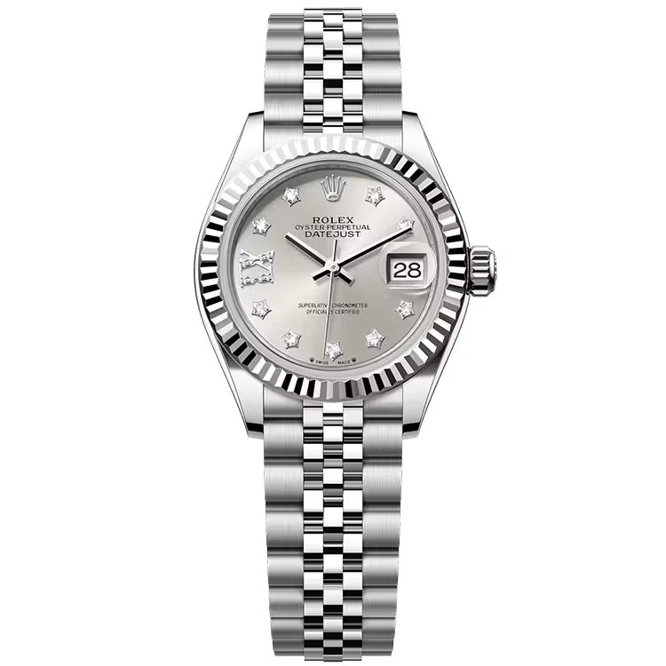 Rolex Datejust 28 Silver Single Roman Diamond Dial Stainless Steel Fluted Bezel Jubilee Bracelet 28mm - Image 1