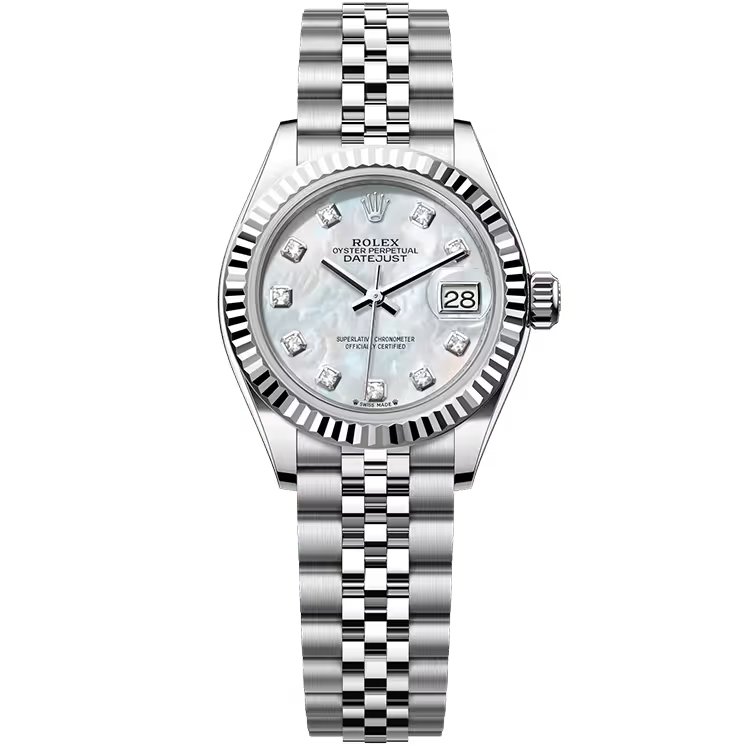 Rolex Datejust 28 Mother of Pearl Diamond Dial Stainless Steel Fluted Bezel Jubilee Bracelet 28mm - Image 1