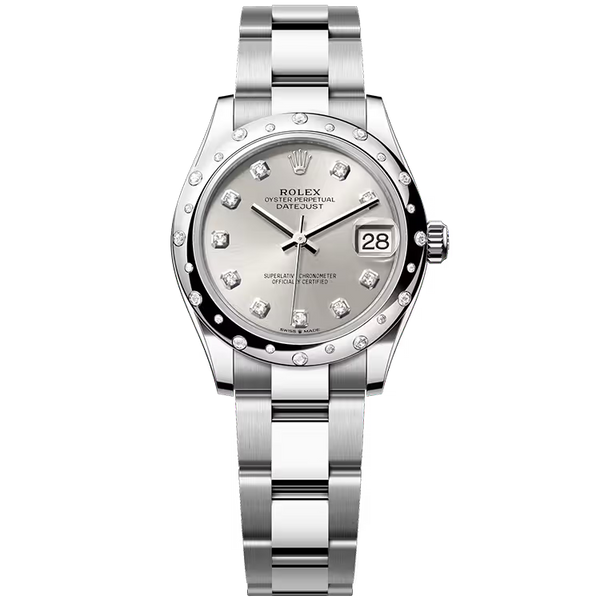 Rolex Datejust 31 Silver Diamond Dial Stainless Steel Star Diamond Bezel Oyster Bracelet 31mm