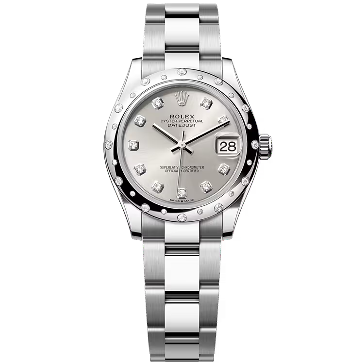 Rolex Datejust 31 Silver Diamond Dial Stainless Steel Star Diamond Bezel Oyster Bracelet 31mm - Image 1