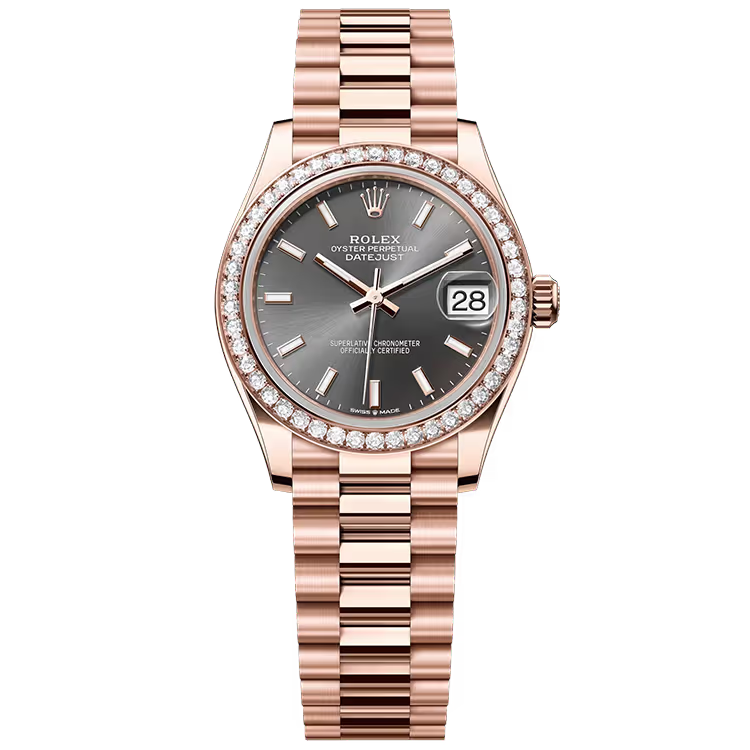 Rolex Datejust 31 Rhodium Dial Rose Gold Diamond Bezel Presidential Bracelet 31mm - Image 1