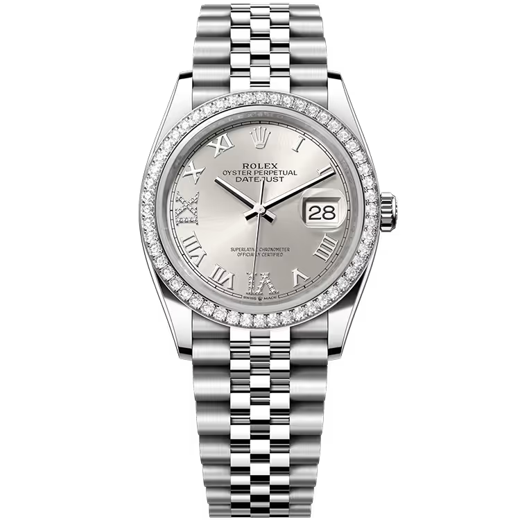 Rolex Datejust 36 Silver Roman Dial Stainless Steel Diamond Bezel Jubilee Bracelet 36mm - Image 1