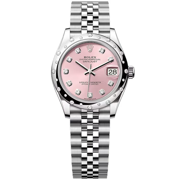 Rolex Datejust 31 Pink Diamond Dial Stainless Steel Star Diamond Bezel Jubilee Bracelet 31mm