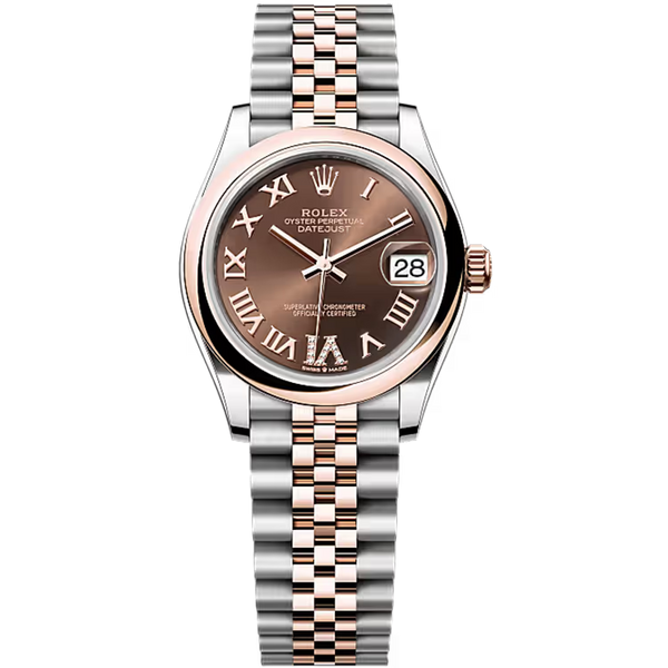 Rolex Datejust 31 Chocolate Roman Diamond Dial Steel & Rose Gold Smooth Bezel Jubilee Bracelet 31mm