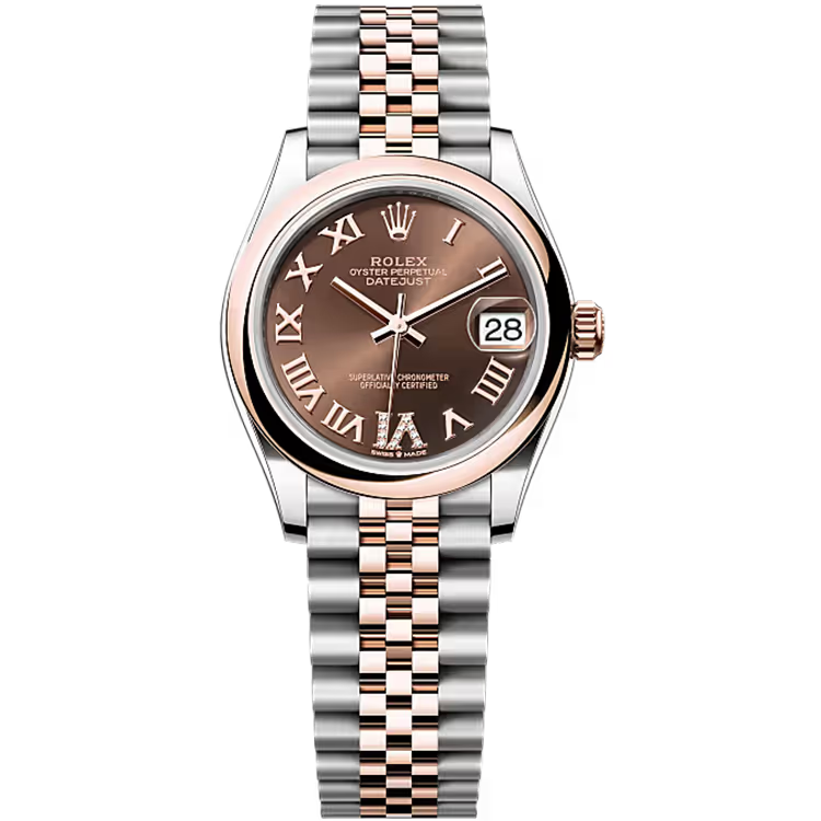 Rolex Datejust 31 Chocolate Roman Diamond Dial Steel & Rose Gold Smooth Bezel Jubilee Bracelet 31mm - Image 1