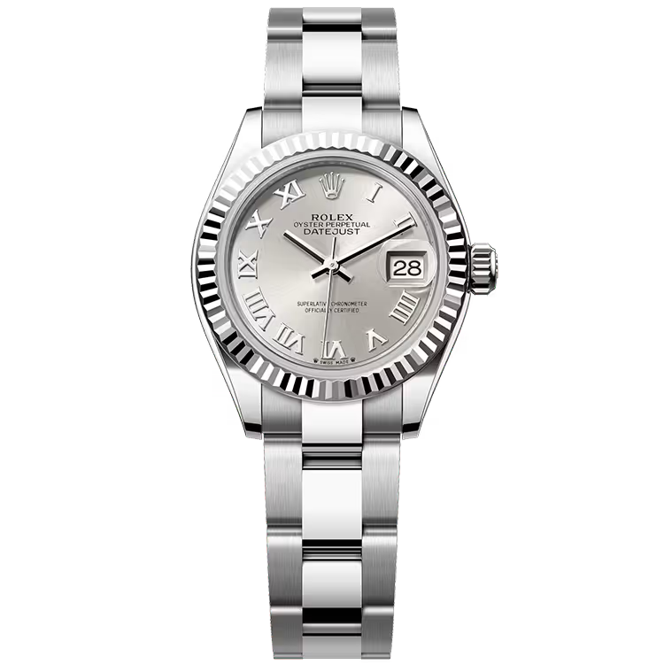 Rolex Datejust 28 Silver Roman Dial Stainless Steel Fluted Bezel Oyster Bracelet 28mm - Image 1