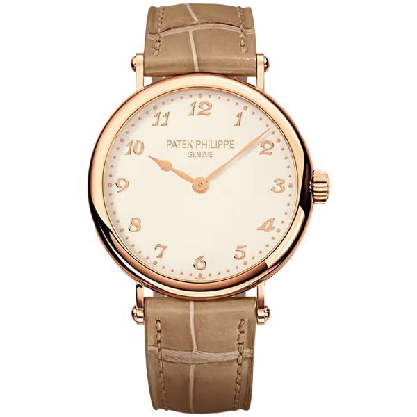 Patek Philippe Calatrava White Dial Rose Gold Leather Strap 35mm
