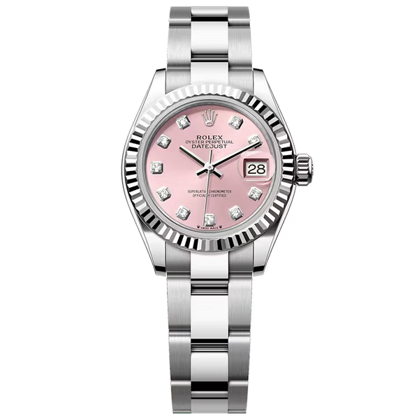 Rolex Datejust 28 Pink Diamond Dial Stainless Steel Fluted Bezel Oyster Bracelet 28mm