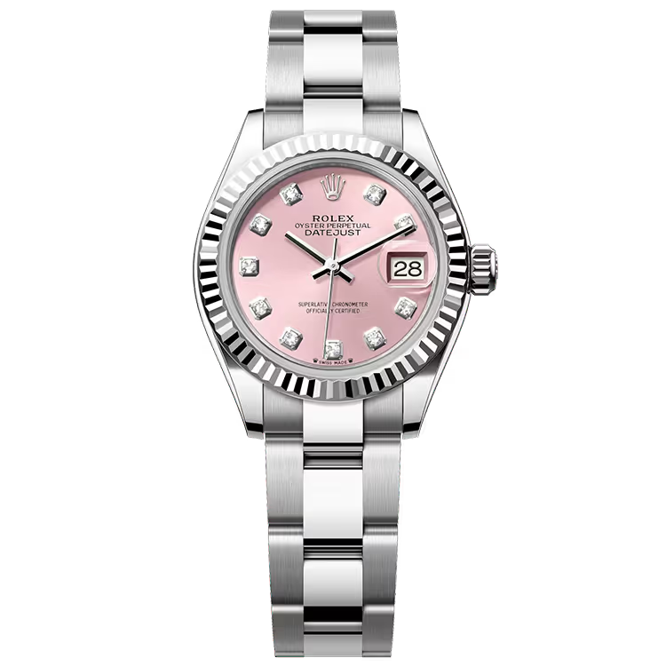 Rolex Datejust 28 Pink Diamond Dial Stainless Steel Fluted Bezel Oyster Bracelet 28mm - Image 1