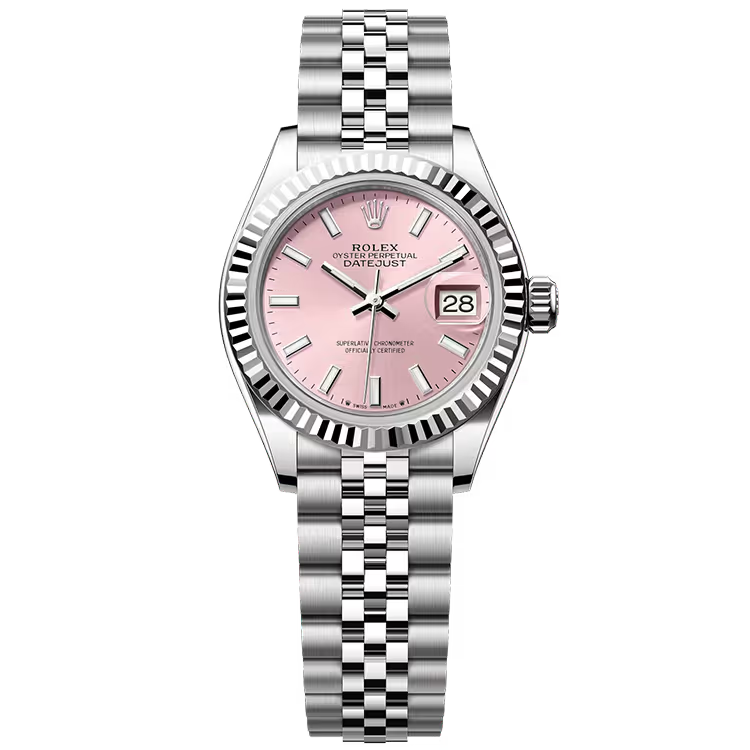 Rolex Datejust 28 Pink Dial Stainless Steel Fluted Bezel Jubilee Bracelet 28mm - Image 1