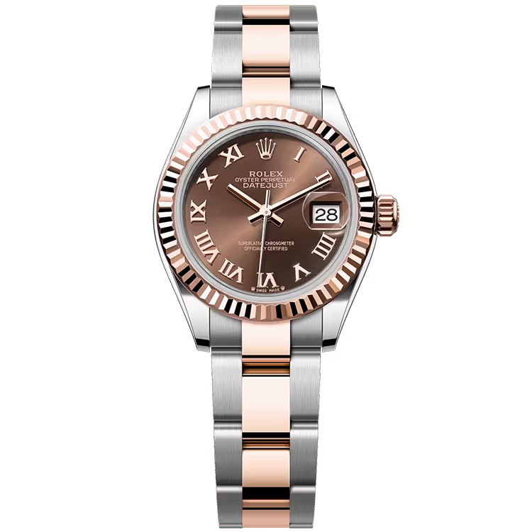 Rolex Datejust 28 Chocolate Roman Dial Steel & Rose Gold Fluted Bezel Oyster Bracelet 28mm - Image 1