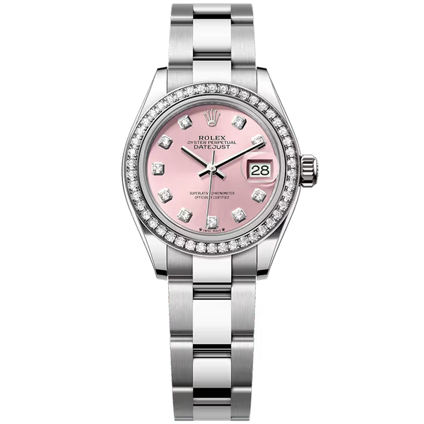 Rolex Datejust 28 Pink Diamond Dial Stainless Steel Diamond Bezel Oyster Bracelet 28mm