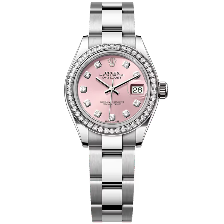 Rolex Datejust 28 Pink Diamond Dial Stainless Steel Diamond Bezel Oyster Bracelet 28mm - Image 1