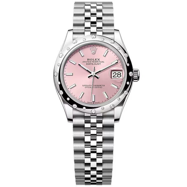 Rolex Datejust 31 Pink Dial Stainless Steel Star Diamond Bezel Jubilee Bracelet 31mm