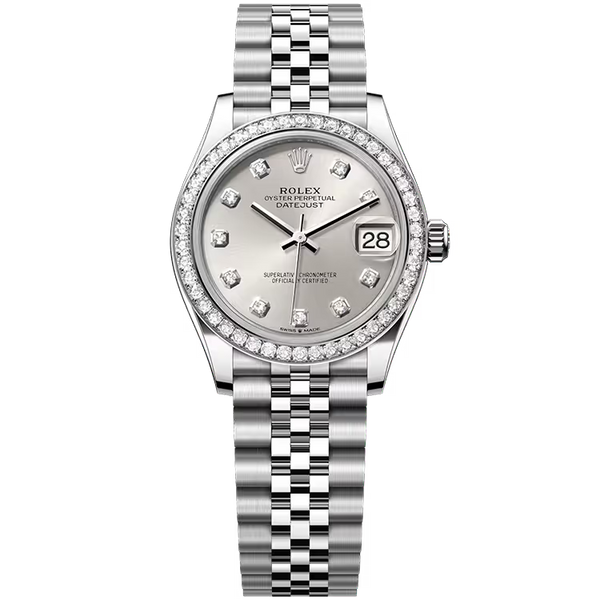 Rolex Datejust 31 Silver Diamond Dial Stainless Steel Diamond Bezel Jubilee Bracelet 31mm