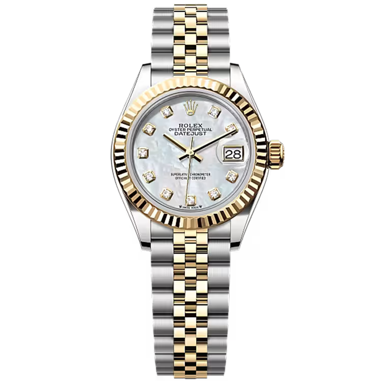 Rolex Datejust 28 Mother of Pearl Diamond Dial Steel & Yellow Gold Fluted Bezel Jubilee Bracelet 28mm - Image 1