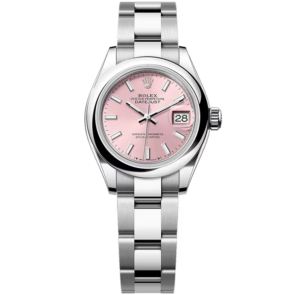 Rolex Datejust 28 Pink Dial Stainless Steel Smooth Bezel Oyster Bracelet 28mm