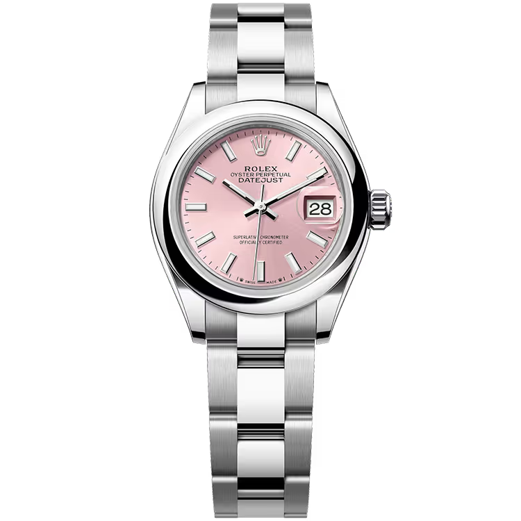 Rolex Datejust 28 Pink Dial Stainless Steel Smooth Bezel Oyster Bracelet 28mm - Image 1