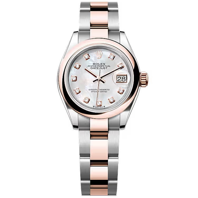 Rolex Datejust 28 Mother of Pearl Diamond Dial Steel & Rose Gold Smooth Bezel Oyster Bracelet 28mm - Image 1