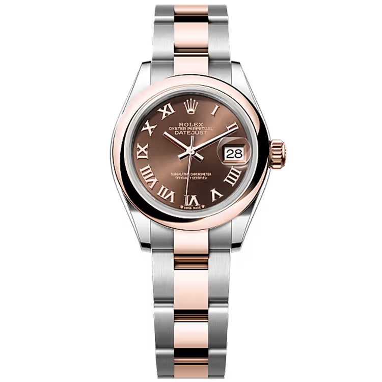 Rolex Datejust 28 Chocolate Roman Dial Steel & Rose Gold Smooth Bezel Oyster Bracelet 28mm - Image 1