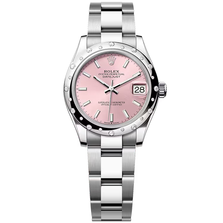 Rolex Datejust 31 Pink Dial Stainless Steel Star Diamond Bezel Oyster Bracelet 31mm - Image 1