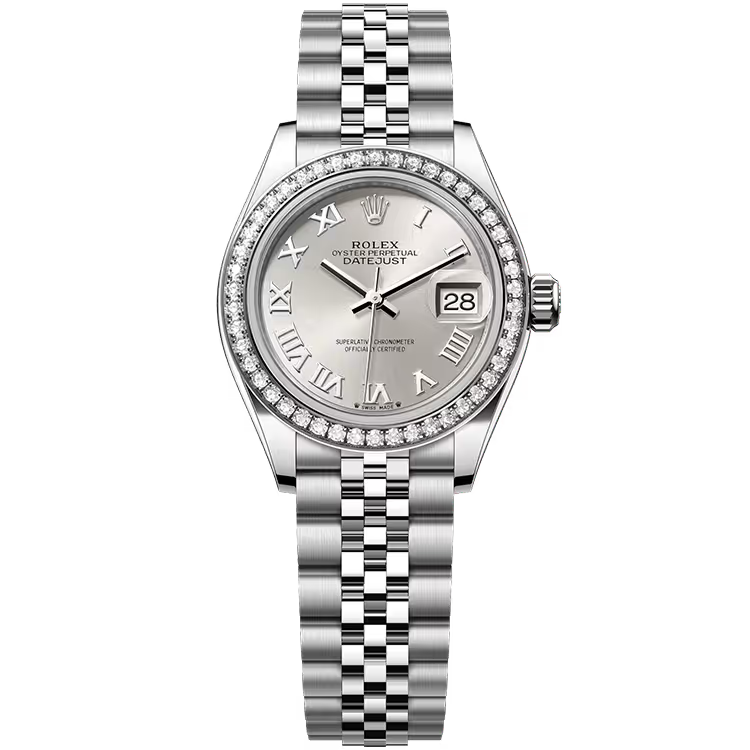 Rolex Datejust 28 Silver Roman Dial Stainless Steel Diamond Bezel Jubilee Bracelet 28mm - Image 1