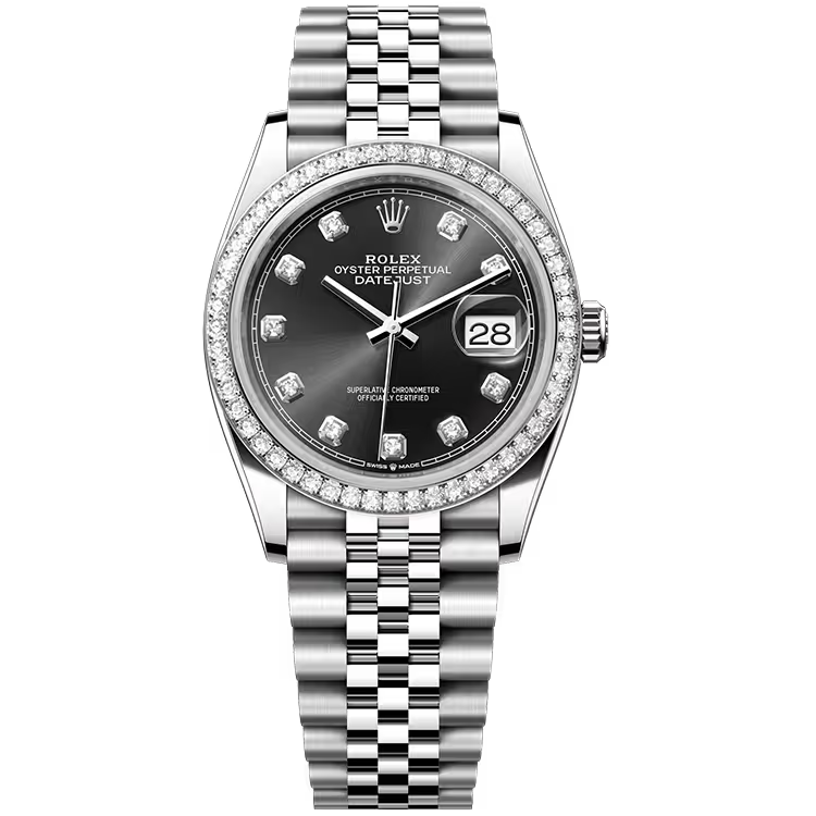 Rolex Datejust 36 Black Diamond Dial Stainless Steel Diamond Bezel Jubilee Bracelet 36mm - Image 1