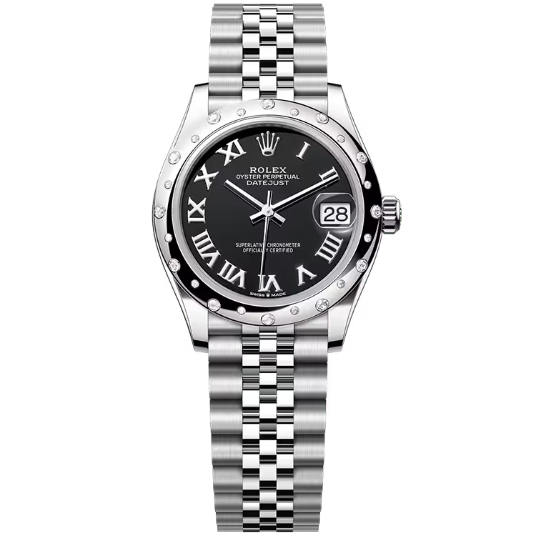 Rolex Datejust 31 Black Roman Dial Stainless Steel Star Diamond Bezel Jubilee Bracelet 31mm - Image 1