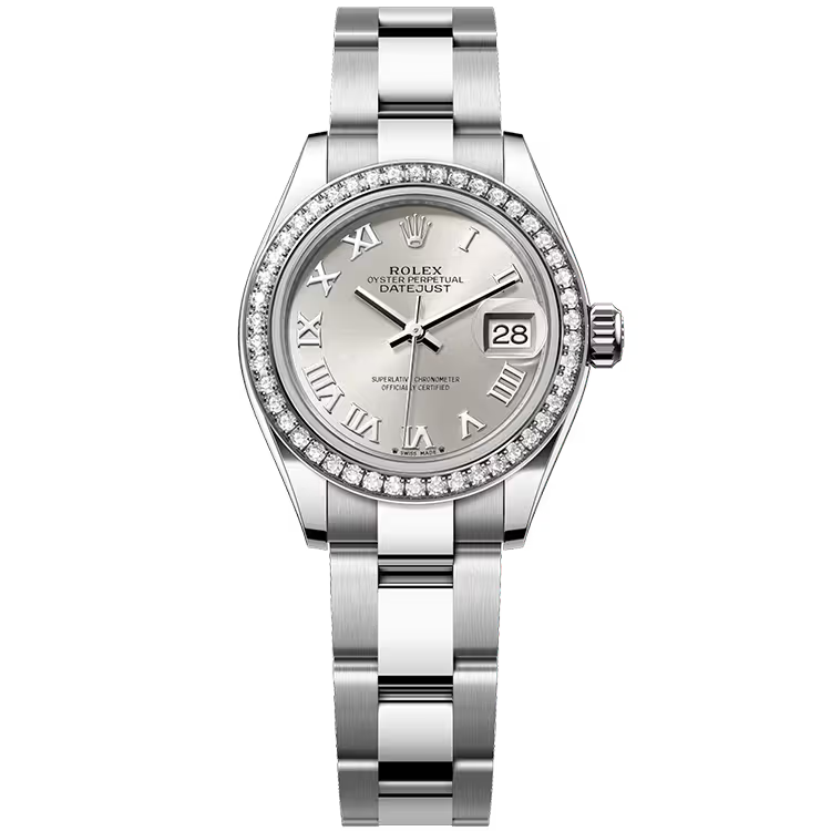 Rolex Datejust 28 Silver Roman Dial Stainless Steel Diamond Bezel Oyster Bracelet 28mm - Image 1