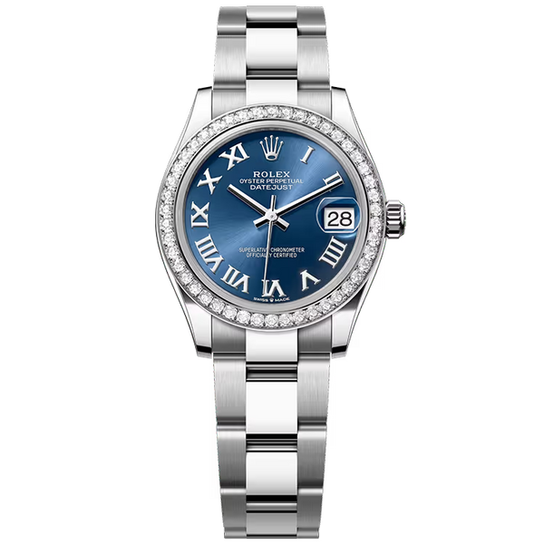 Rolex Datejust 31 Blue Roman Dial Stainless Steel Diamond Bezel Oyster Bracelet 31mm