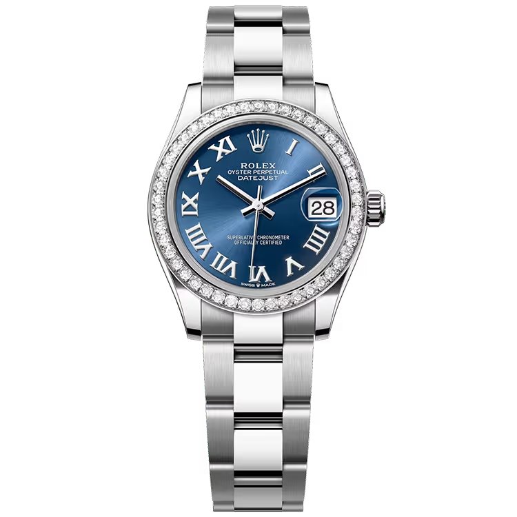 Rolex Datejust 31 Blue Roman Dial Stainless Steel Diamond Bezel Oyster Bracelet 31mm - Image 1