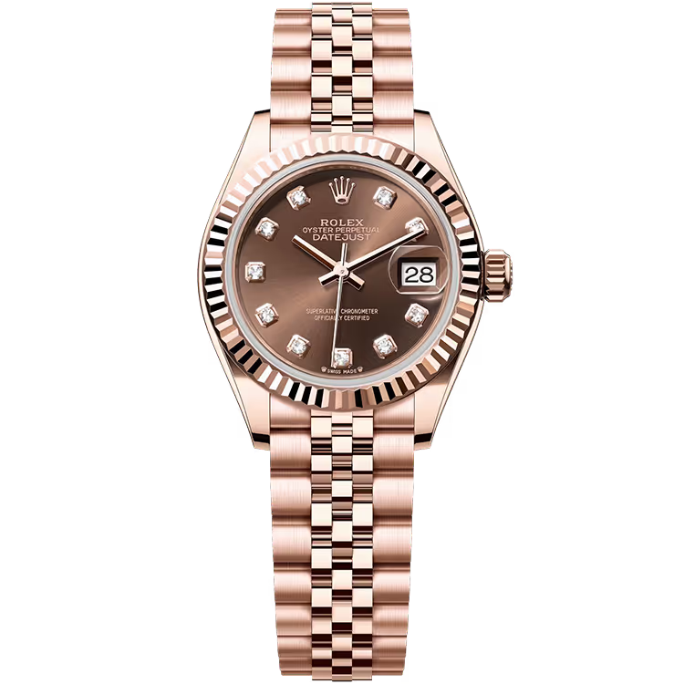 Rolex Datejust 28 Chocolate Diamond Dial Rose Gold Fluted Bezel Jubilee Bracelet 28mm - Image 1