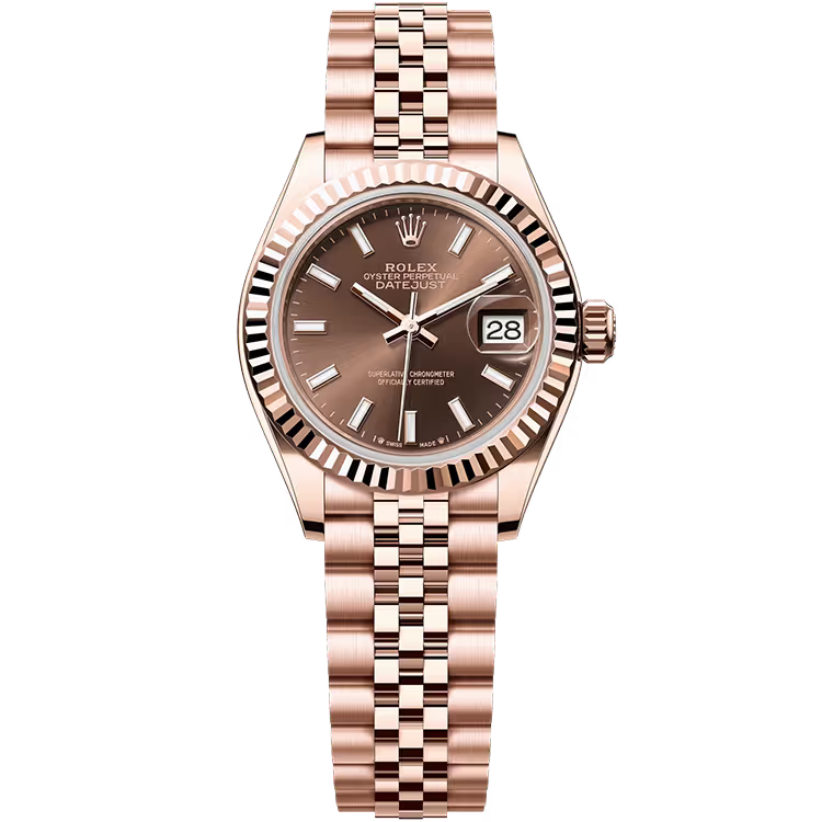 Rolex Datejust 28 Chocolate Dial Rose Gold Fluted Bezel Jubilee Bracelet 28mm - Image 1