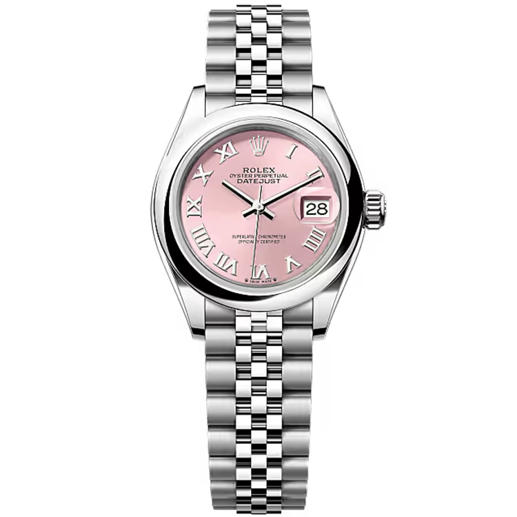 Rolex Datejust 28 Pink Roman Dial Stainless Steel Smooth Bezel Jubilee Bracelet 28mm - Image 1