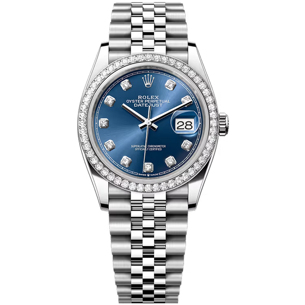 Rolex Datejust 36 Blue Diamond Dial Stainless Steel Diamond Bezel Jubilee Bracelet 36mm