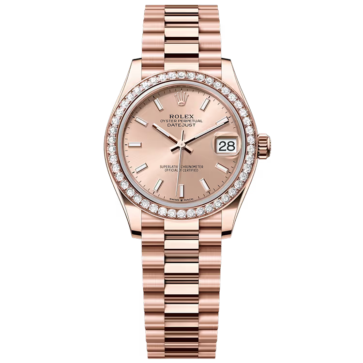 Rolex Datejust 31 Rose Dial Rose Gold Diamond Bezel Presidential Bracelet 31mm - Image 1