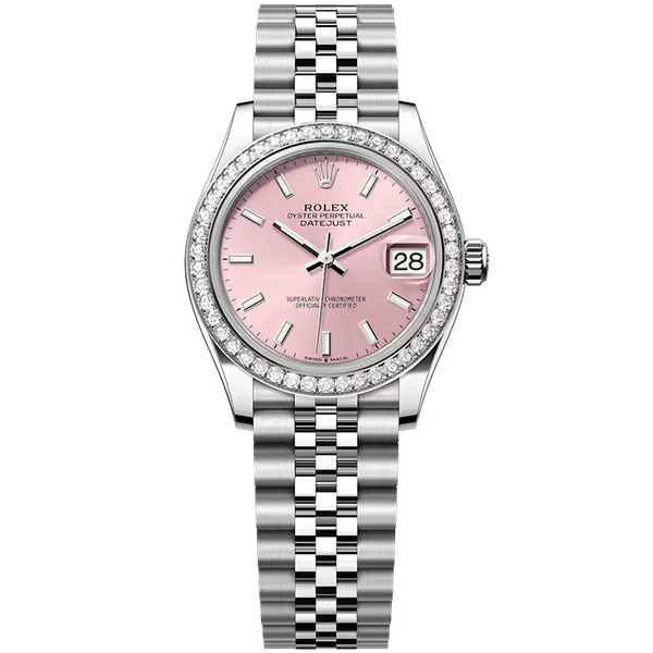 Rolex Datejust 31 Pink Dial Stainless Steel Diamond Bezel Jubilee Bracelet 31mm