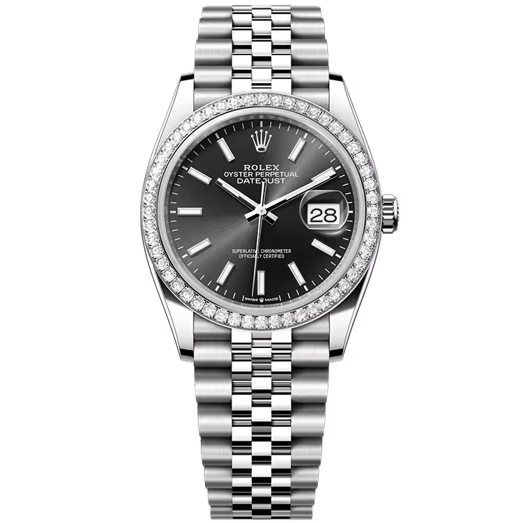 Rolex Datejust 36 Black Dial Stainless Steel Diamond Bezel Jubilee Bracelet 36mm - Image 1