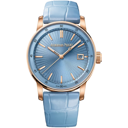 Audemars Piguet Code 11.59 Ice Blue Dial Rose Gold Leather Strap 38mm