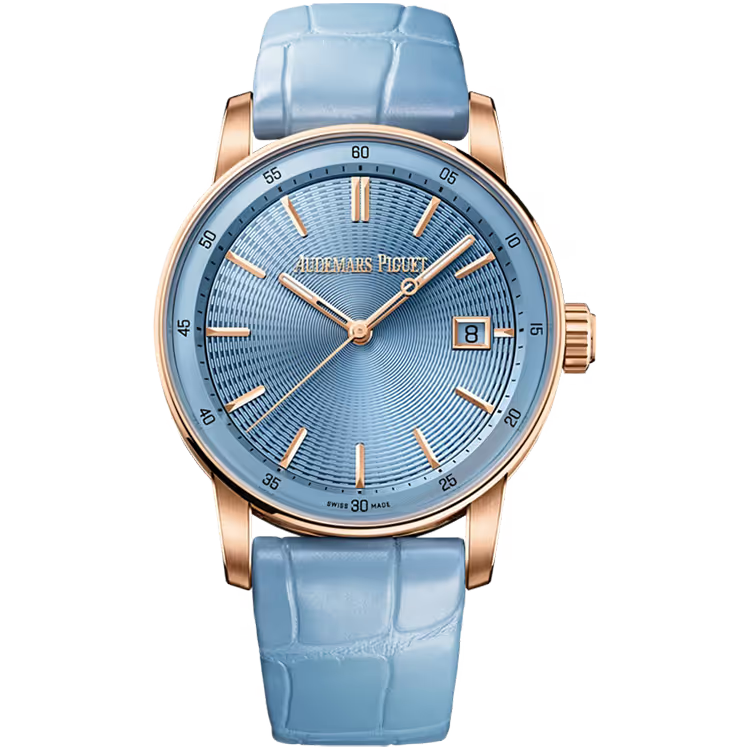 Audemars Piguet Code 11.59 Ice Blue Dial Rose Gold Leather Strap 38mm - Image 1