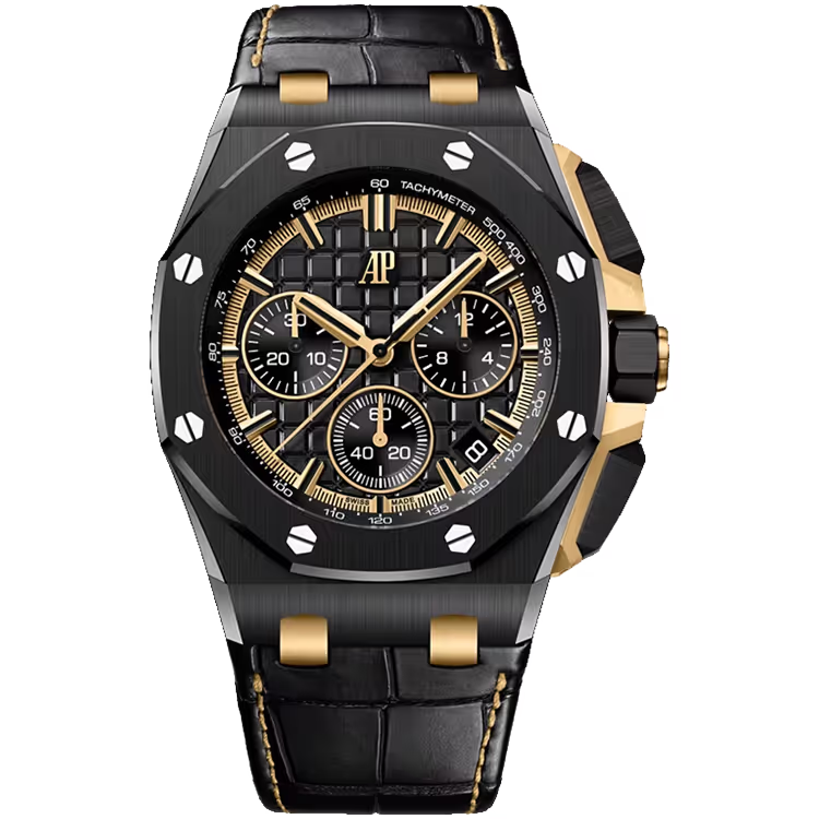 Audemars Piguet Royal Oak Offshore Black Dial Chronograph Black Ceramic Leather Strap 43mm - Image 1