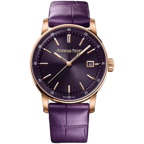 Audemars Piguet Code 11.59 Purple Dial Rose Gold Leather Strap 38mm