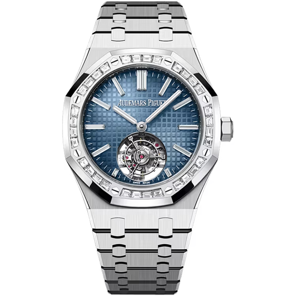 Audemars Piguet Royal Oak Blue Diamond Dial Flying Tourbillon White Gold Diamond Bezel 41mm
