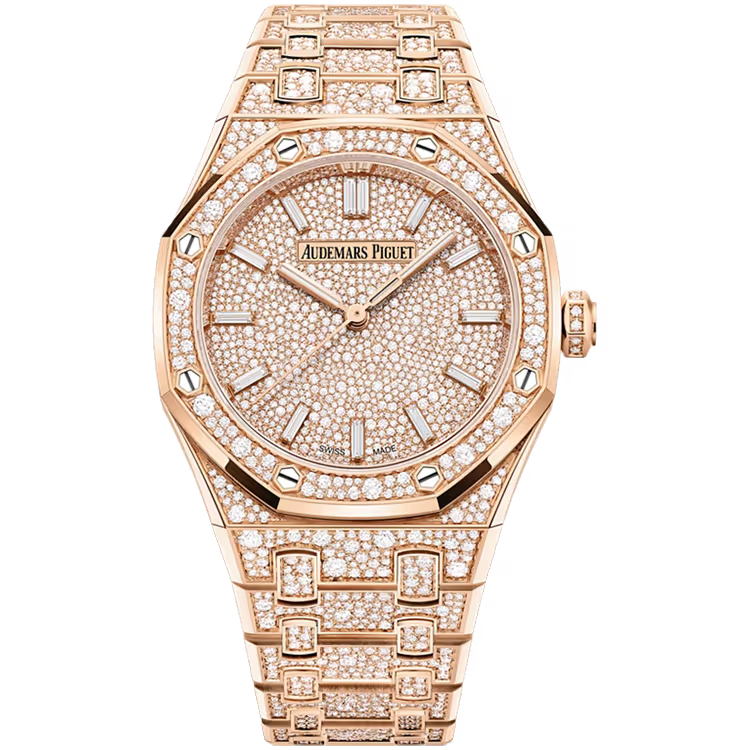 Audemars Piguet Royal Oak Diamond Pave Dial Rose Gold Diamond Bezel Diamond Bracelet 34mm - Image 1