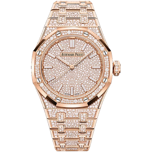 Audemars Piguet Royal Oak Diamond Pave Dial Rose Gold Diamond Bezel Diamond Bracelet 37mm