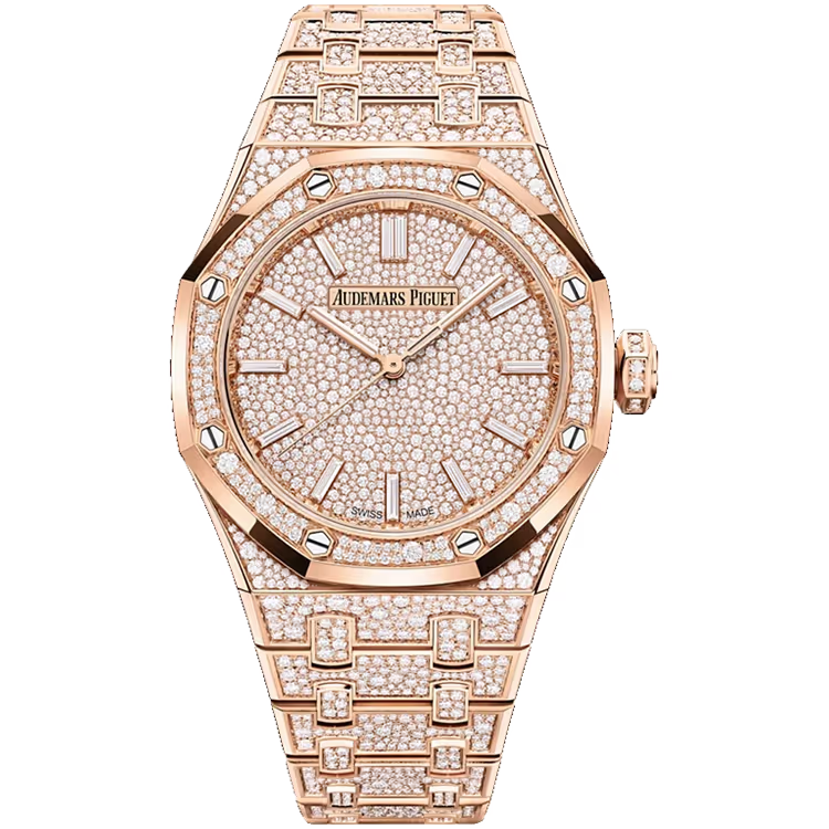 Audemars Piguet Royal Oak Diamond Pave Dial Rose Gold Diamond Bezel Diamond Bracelet 37mm - Image 1