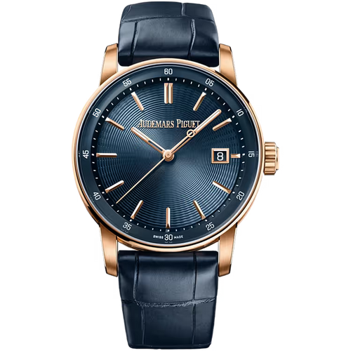 Audemars Piguet Code 11.59 Blue Dial Rose Gold Leather Strap 38mm